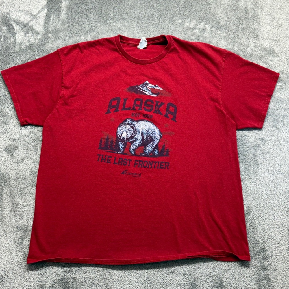 Delta Alaska Graphic T-Shirt Mens 2XL Red Good Grizzly Bear Carnival Cruise